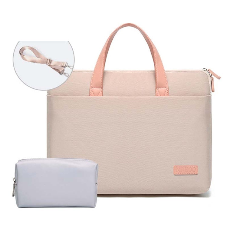 For MacBook 13.3-14 Inches MAHOO 10188 Ultra-Thin Hand Computer Bag Messenger Laptop Bag, Color: Khaki+Gray PU Power Bag