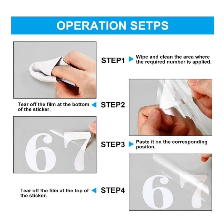 5pcs Night Reflective Mailbox Digital Number Waterproof Sticker, Size: 3 inches(White)