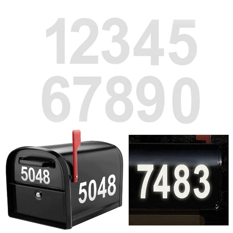 5pcs Night Reflective Mailbox Digital Number Waterproof Sticker, Size: 4 inches(White)