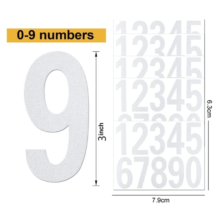 5pcs Night Reflective Mailbox Digital Number Waterproof Sticker, Size: 4 inches(White)