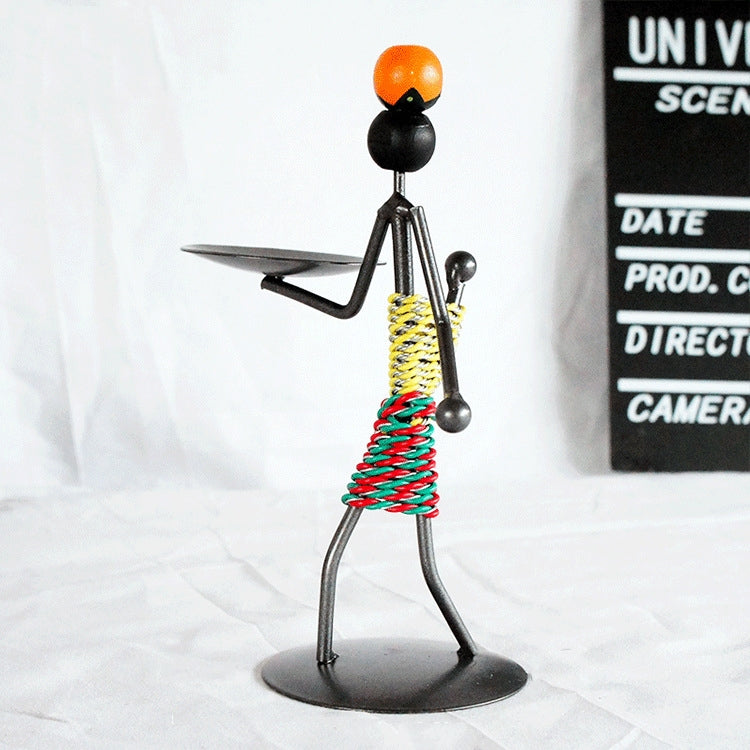 Retro Wrought Iron Man-shaped Candlestick Ornament Restaurant Table Decoration Props, Color: 27