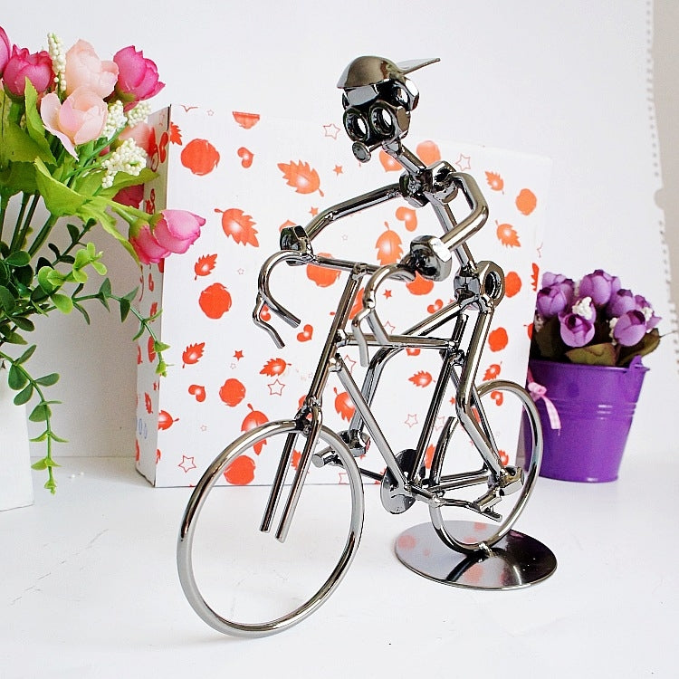 Q003 Metal Crafts Wrought Iron Bicycle Model Ornament(24 x 5 x 17cm)
