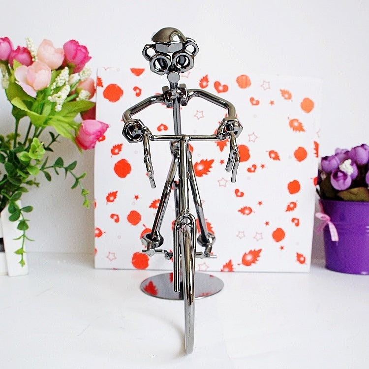 Q003 Metal Crafts Wrought Iron Bicycle Model Ornament(24 x 5 x 17cm)