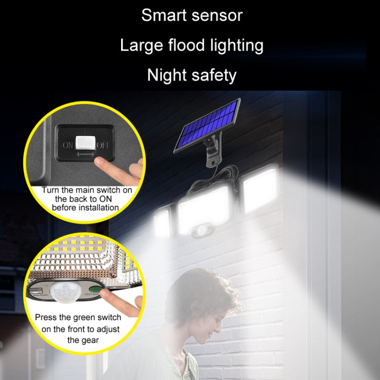 Remote Control Solar Wall Light LED Triple Rotation Sensor Flood Light, Specification: 192LED Split