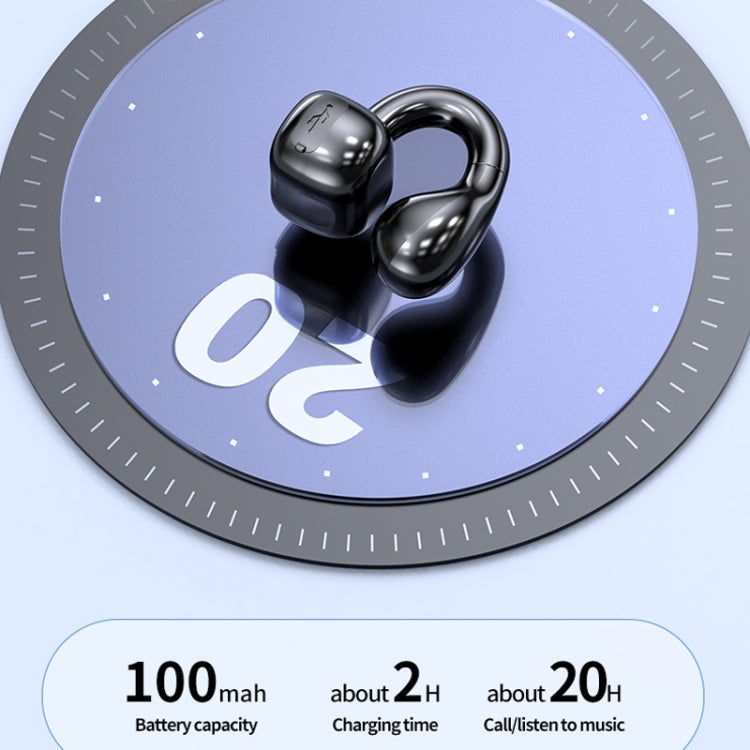 M10 IPX5 Waterproof Ear Clip Bluetooth Earphones, Style: Single Black