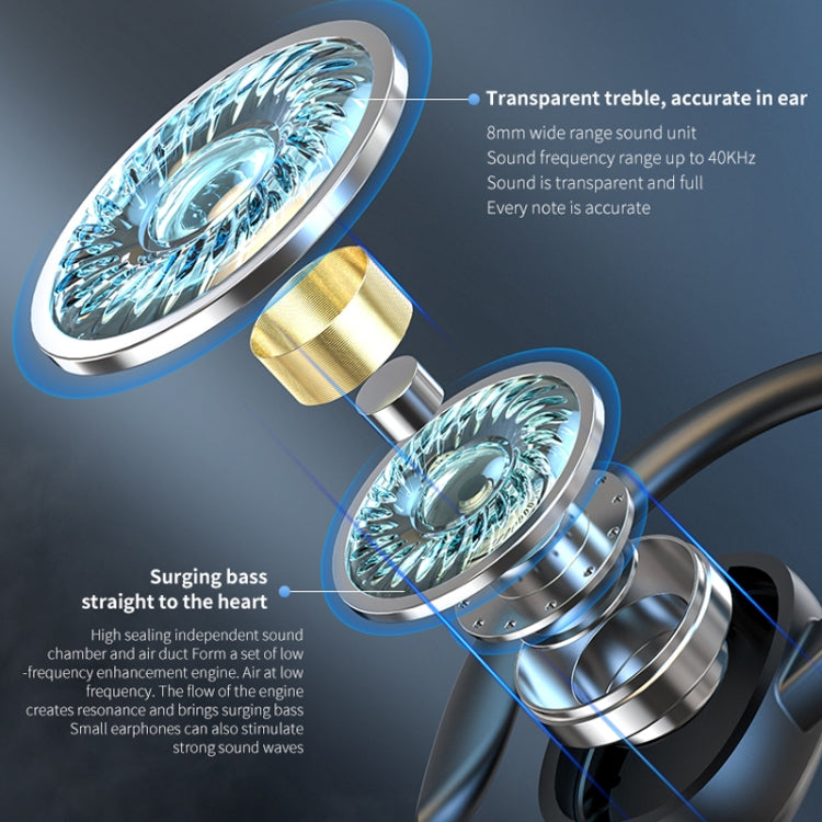 S260 Hanging Ear With Charging Bin Digital Display Stereo Bluetooth Earphones(Black)