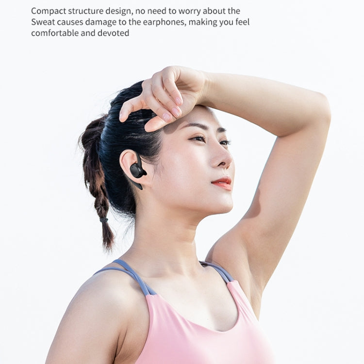 S260 Hanging Ear With Charging Bin Digital Display Stereo Bluetooth Earphones(Black)