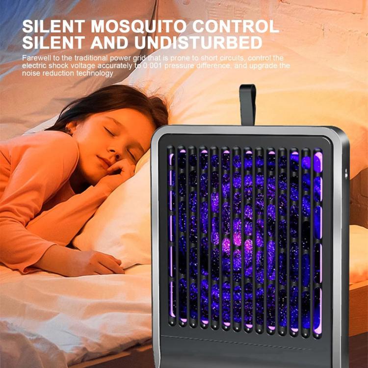 Electric Mosquito Killer Lamp Wall-Mounted Household Mosquito Repellent, Spec: Rechargeable 2000mAh - Black