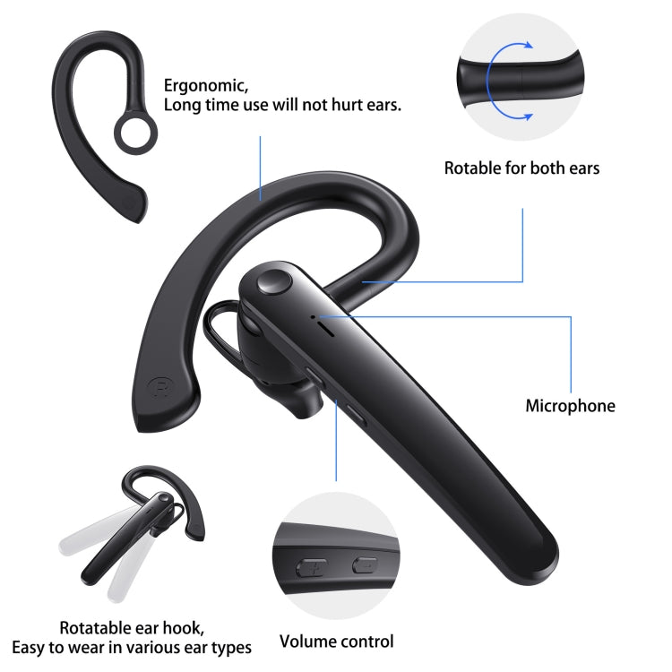 AIR5 Single-ear Business Stereo Rotatable Bluetooth Earphone(Black)