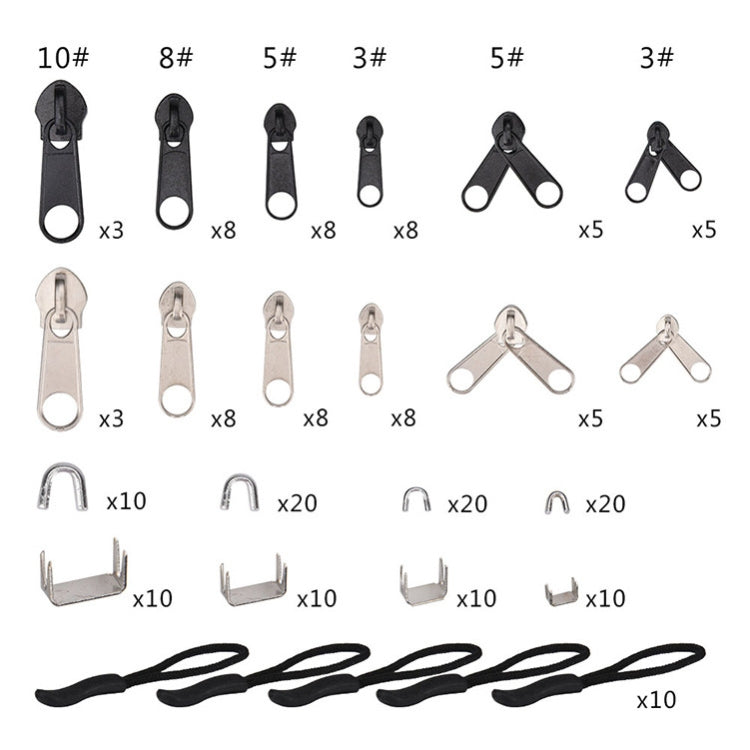 194pcs Zinc Alloy Painted Nylon Zipper Puller Set For Clothing Tent Install