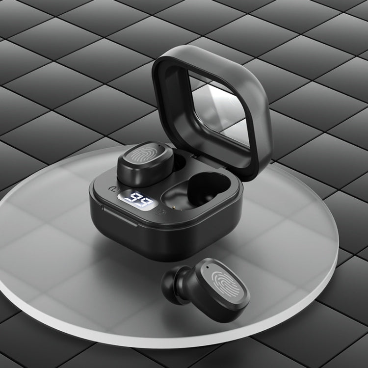 With Charging Bin Stereo Wireless Bluetooth Earphones, Style: BY18 Digital Display Black