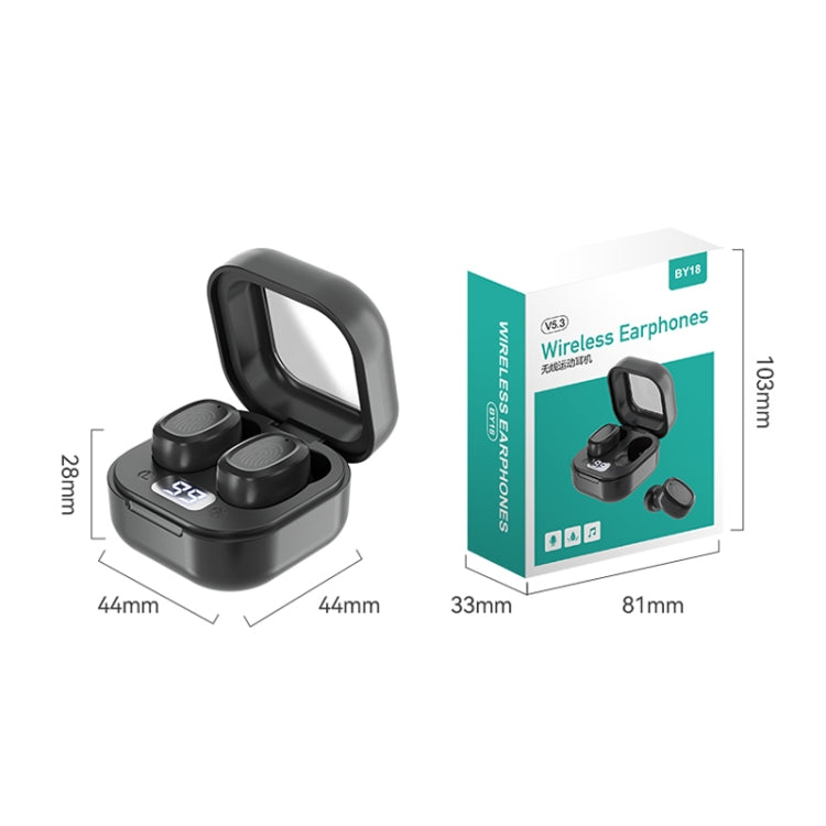 With Charging Bin Stereo Wireless Bluetooth Earphones, Style: BY18 Digital Display Black