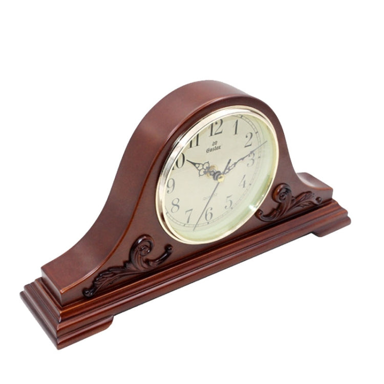 M8022 Table Simple Wooden Clock Retro Living Room Bedroom Small Table Clock(Brown)