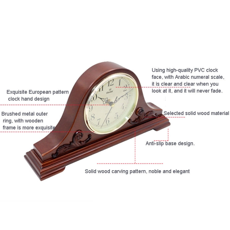 M8022 Table Simple Wooden Clock Retro Living Room Bedroom Small Table Clock(Brown)