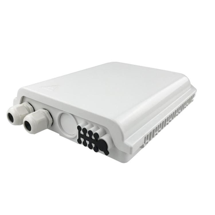 8-Core Outdoor-Rated Fiber Optic Splitter Box ABS Indoor/Outdoor Wall-Mounted Pole Fiber Optic Enclosure - White