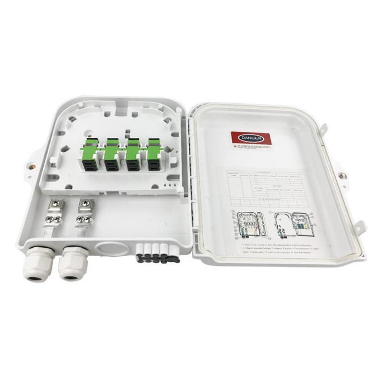 8-Core Outdoor-Rated Fiber Optic Splitter Box ABS Indoor/Outdoor Wall-Mounted Pole Fiber Optic Enclosure - White