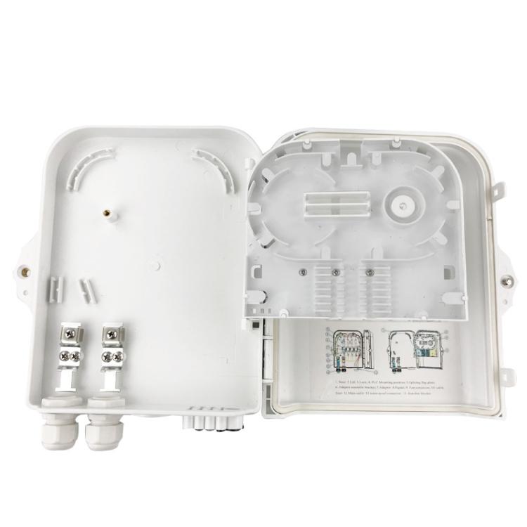 8-Core Outdoor-Rated Fiber Optic Splitter Box ABS Indoor/Outdoor Wall-Mounted Pole Fiber Optic Enclosure - White