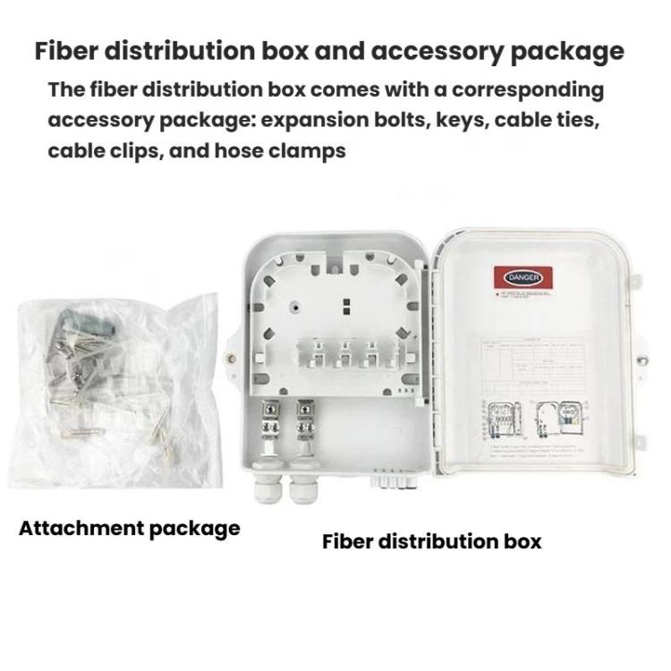 8-Core Outdoor-Rated Fiber Optic Splitter Box ABS Indoor/Outdoor Wall-Mounted Pole Fiber Optic Enclosure - White