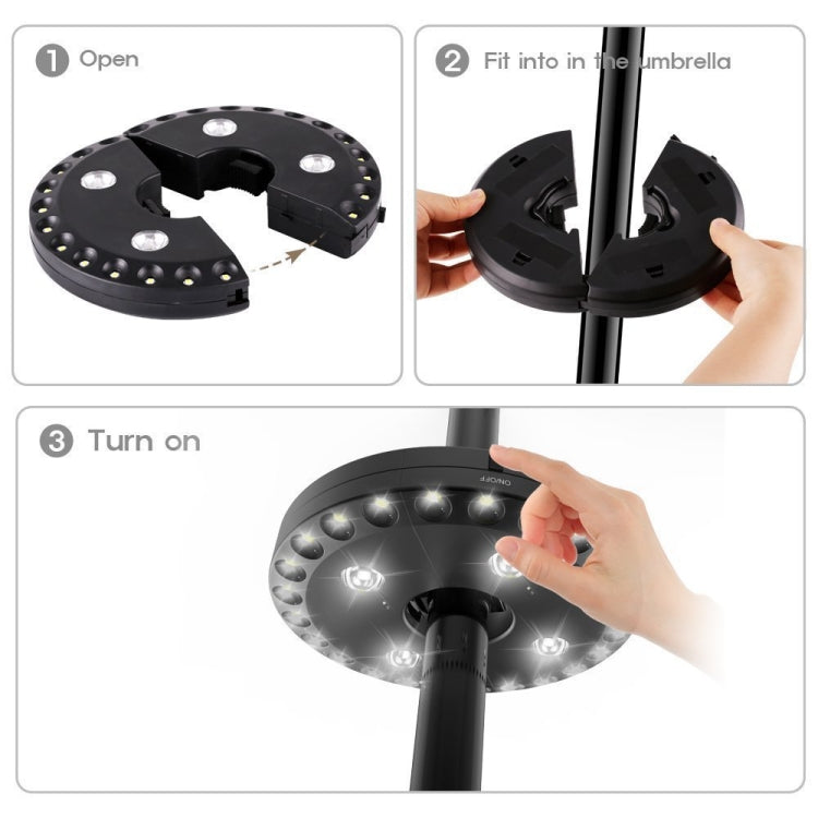 24+4 LEDs Umbrella Light Balcony Emergency Tent Light Camping Ligh for 2.5-3.5cm Pole(Black)