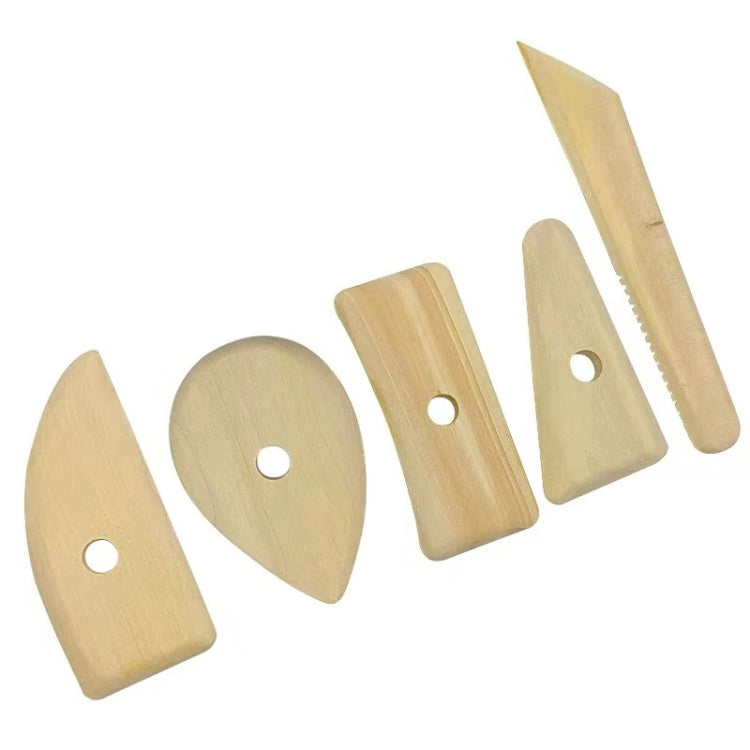 5pcs/set Wooden Skeleton Knife Pottery Scraper Handmade Tools