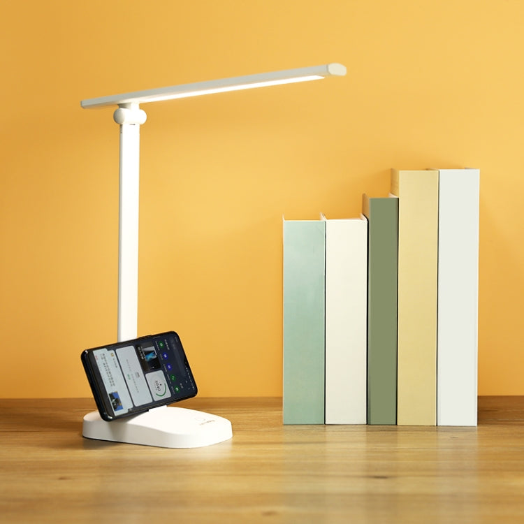 WS-2020 LED Folding Desk Lamp Touch Dimming Bedside Lamp, Style: Single Color Straight Plug (White)