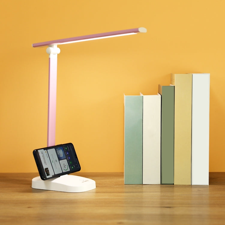 WS-2020 LED Folding Desk Lamp Touch Dimming Bedside Lamp, Style: Single Color Straight Plug (Pink)