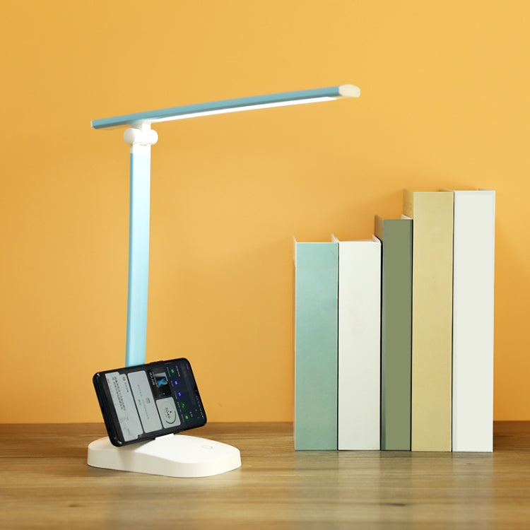 WS-2020 LED Folding Desk Lamp Touch Dimming Bedside Lamp, Style: Single Color Straight Plug (Blue)