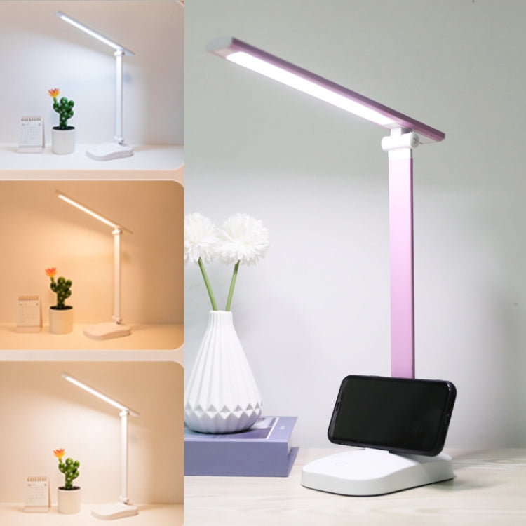 WS-2020 LED Folding Desk Lamp Touch Dimming Bedside Lamp, Style: 3 Colors Charging 2000mAh (Pink)