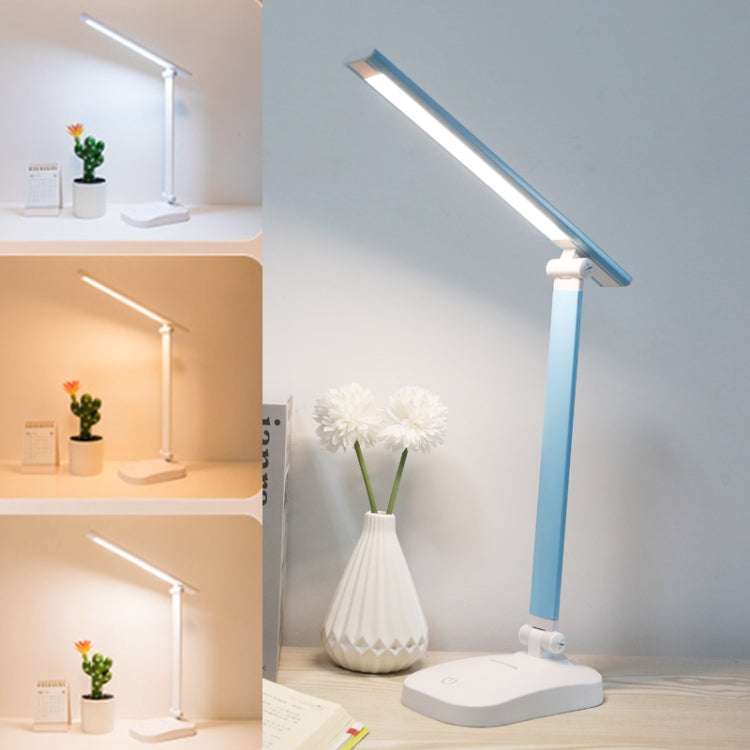 WS-2020 LED Folding Desk Lamp Touch Dimming Bedside Lamp, Style: 3 Colors Charging 4000mAh (Blue)