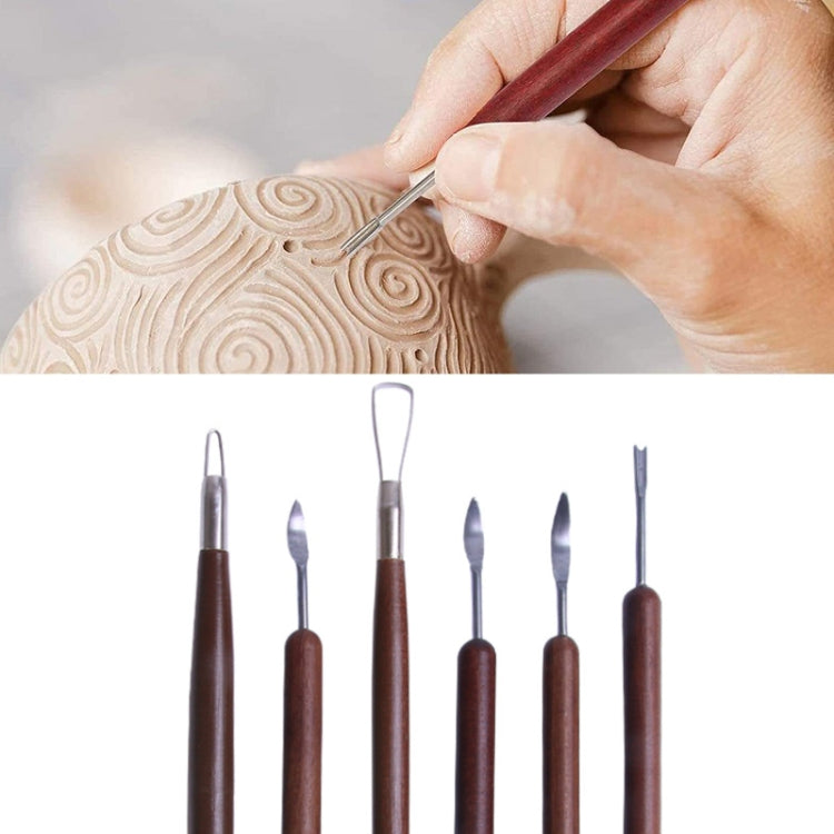 6pcs/set Wooden Pottery Trimming Tools Educational Art Supplies