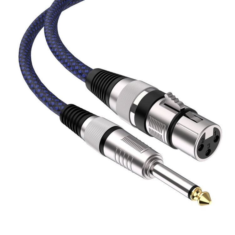 0.5m Blue and Black Net TRS 6.35mm Male To Caron Female Microphone XLR Balance Cable
