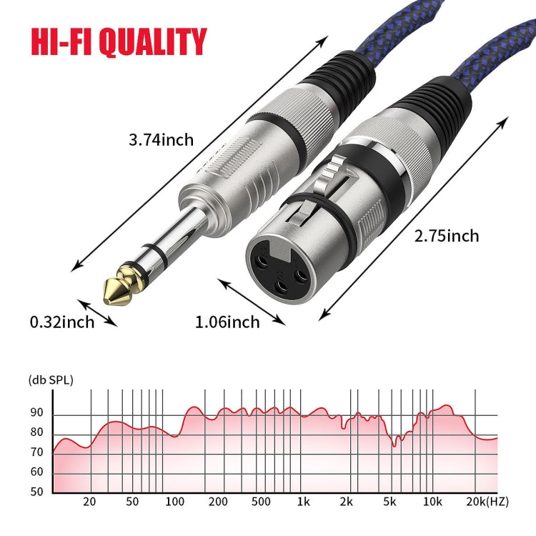 1m Blue and Black Net TRS 6.35mm Male To Caron Female Microphone XLR Balance Cable