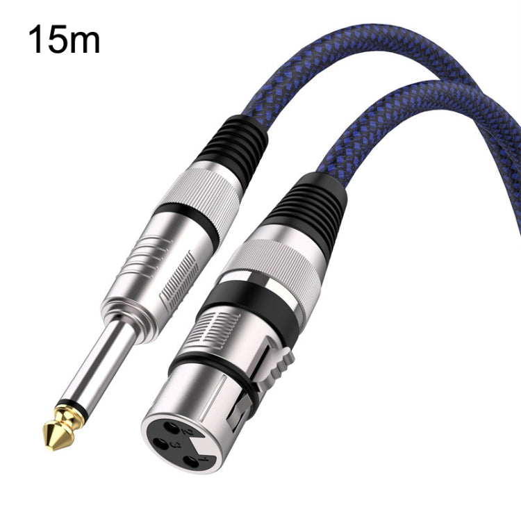 15m Blue and Black Net TRS 6.35mm Male To Caron Female Microphone XLR Balance Cable