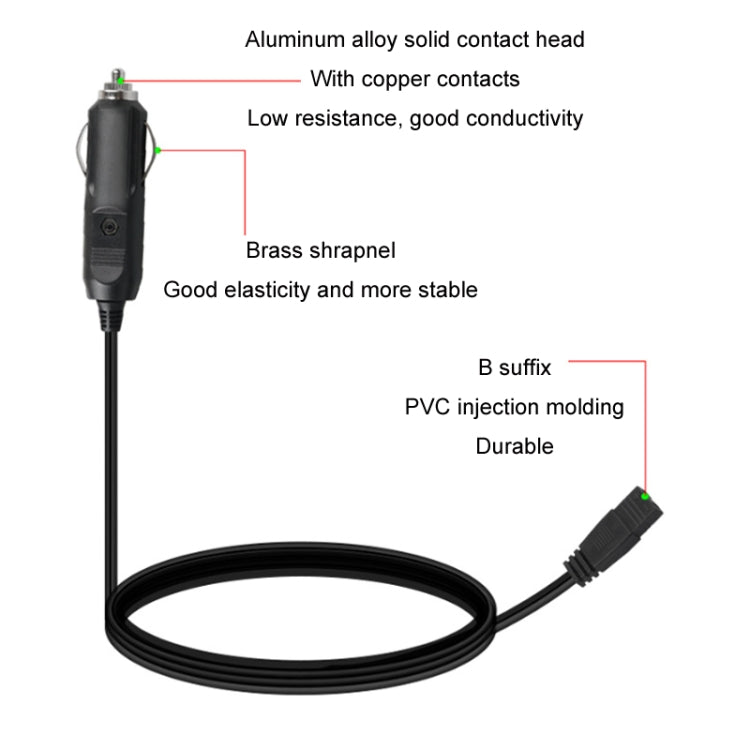 12V/24V Car Refrigerator Cable B Suffix Cigarette Lighter Plug Power Cord, Length: