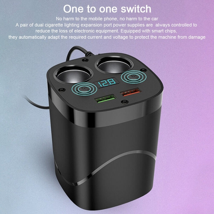 Multifunctional USB Car Cigarette Lighter Digital Display Charger