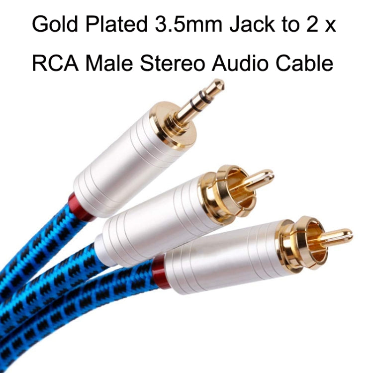 2m Gold Plated 3.5mm Jack to 2 x RCA Male Stereo Audio Cable(Pearl Silver)
