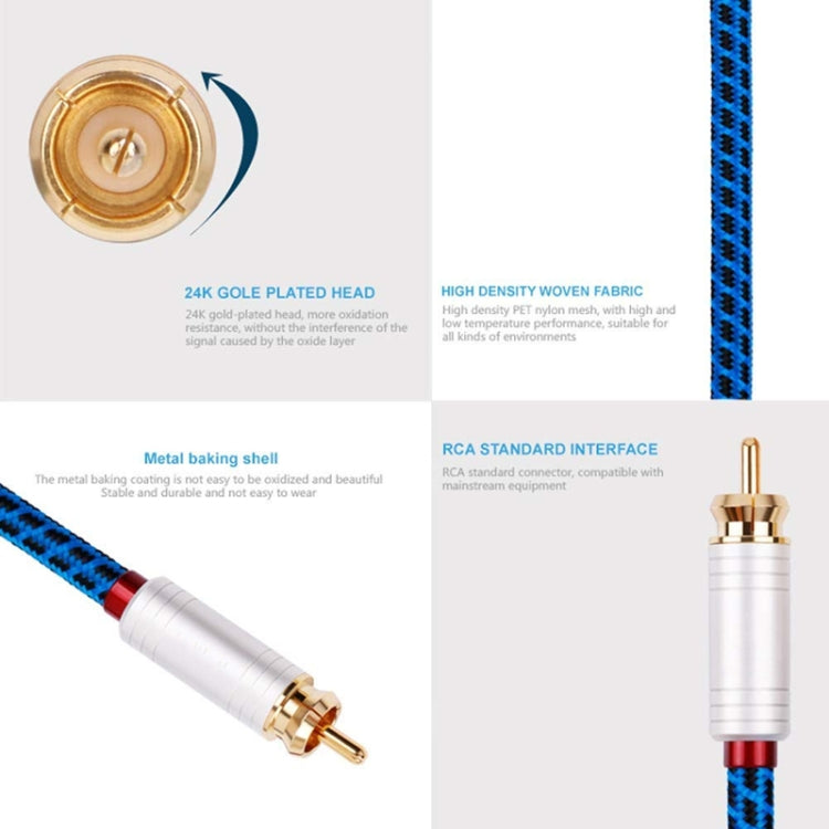 2m Gold Plated 3.5mm Jack to 2 x RCA Male Stereo Audio Cable(Pearl Silver)