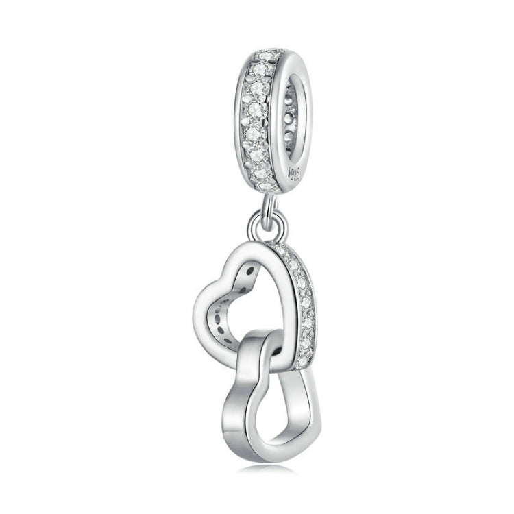 SCC2455 Sterling Silver S925 Interlocking Love Platinum Zircon Heart Shape Pendant