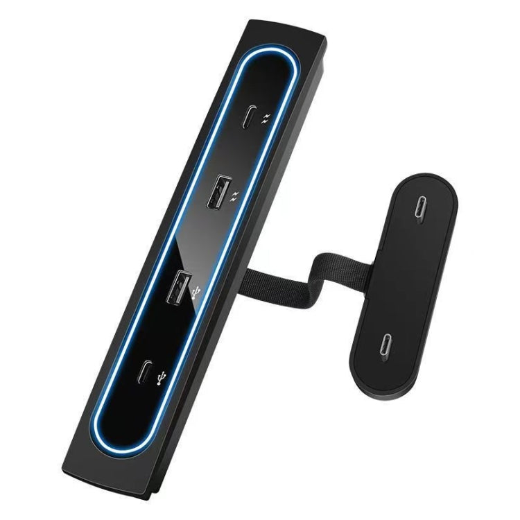 For Tesla Model 3/Y Car 2 Type-C/USB-C + 2 USB Ports 4-In-1 Central Control Hub Docking Station With LED Light
