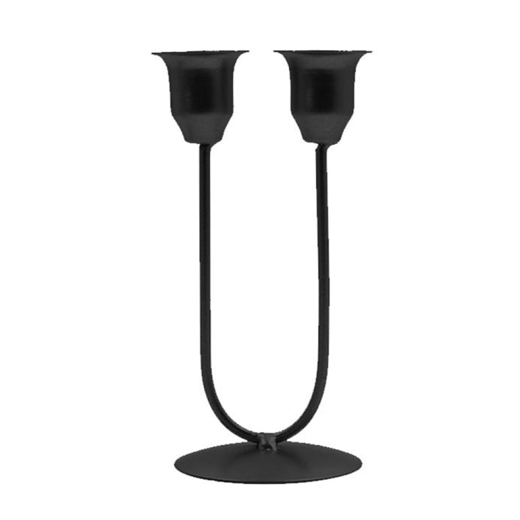 Large U Black 2pcs U-shaped Iron Candle Holder Home Dinner Romantic Candle Holder Ornament