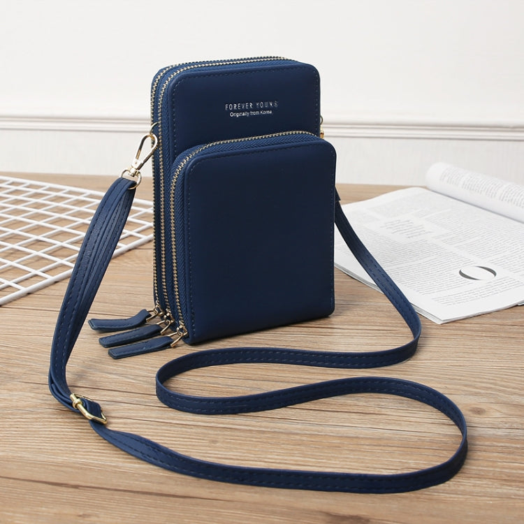 Women Bag Three-Layer Zipper Bag Mirror Touch Screen Large Capacity Crossbody Bag