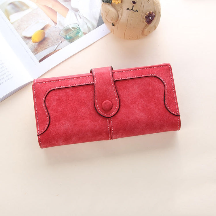 Women Long Wallet Vintage Frosted Splicing Leather Wallet