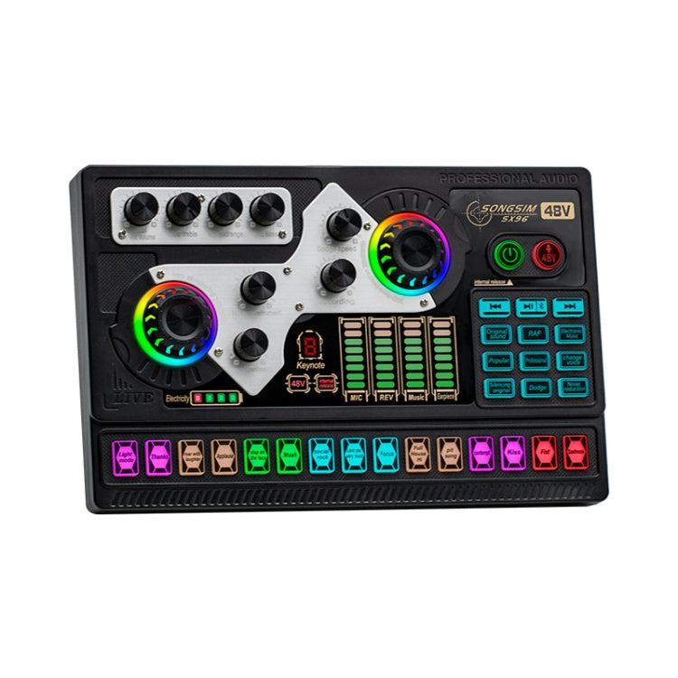 SX96 48V Bluetooth 5.0 Mixer Live Broadcast Sound Card With RGB Lights