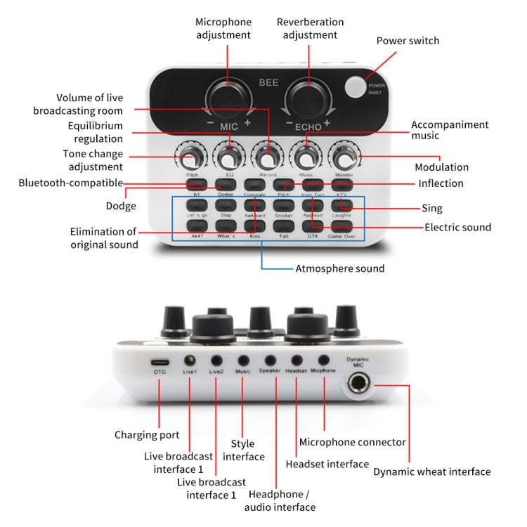 S23 Live Sound Card Podcast Mixer For PC Computer Phone With OTG Interface