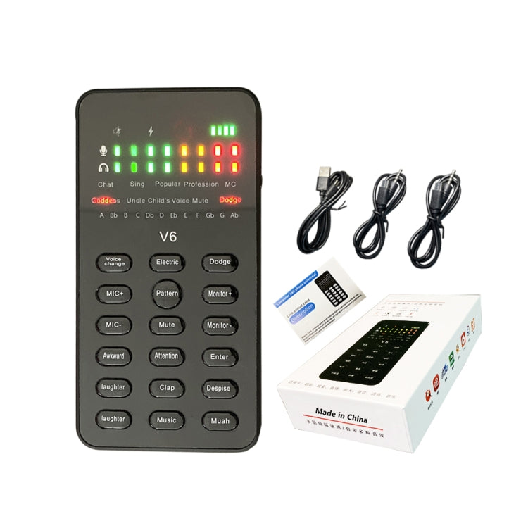 V6 12 Kinds Of Electro-Acoustic Base Tone Mobile Phone Live Sound Card