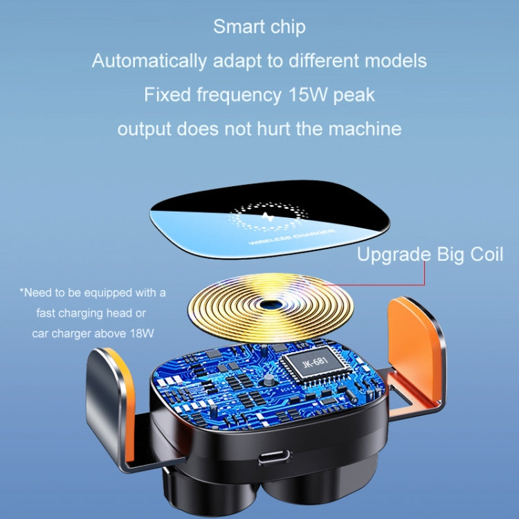 15W Wireless Fast Charging Car Wind Outlet Navigation Mobile Phone Holder, Color: