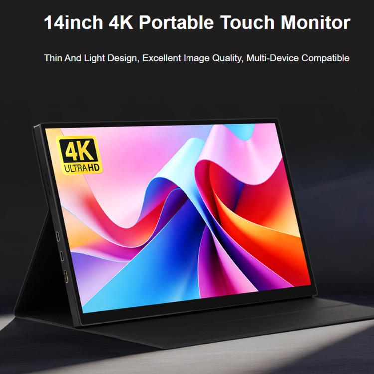 Luckfox 14-Inch 4K Portable Touchscreen Monitor With Magnetic Protective Case 3840x2160 HDR IPS Display, Full Lamination, 10-Point Capacitive Touch