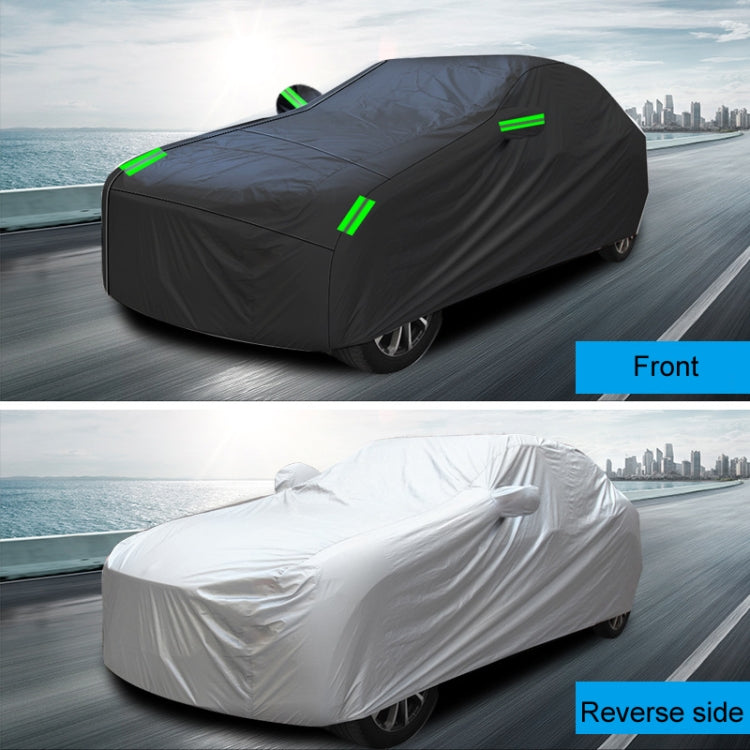 190T Silver Coated Cloth Car Rain Sun Protection Car Cover with Reflective Strip, Size: