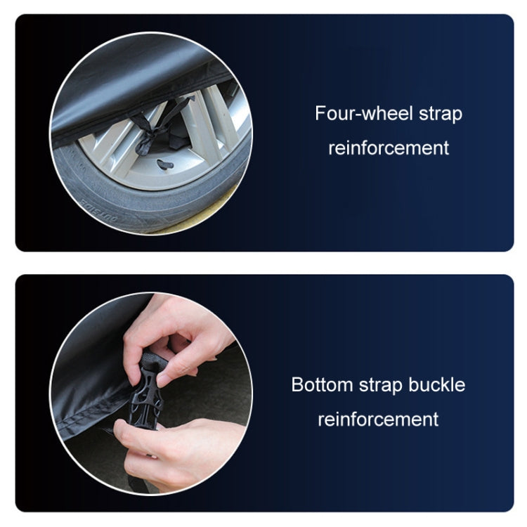 190T Silver Coated Cloth Car Rain Sun Protection Car Cover with Reflective Strip, Size: