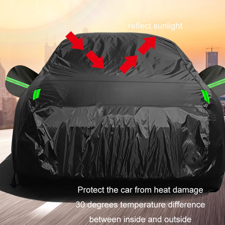 190T Silver Coated Cloth Car Rain Sun Protection Car Cover with Reflective Strip, Size: